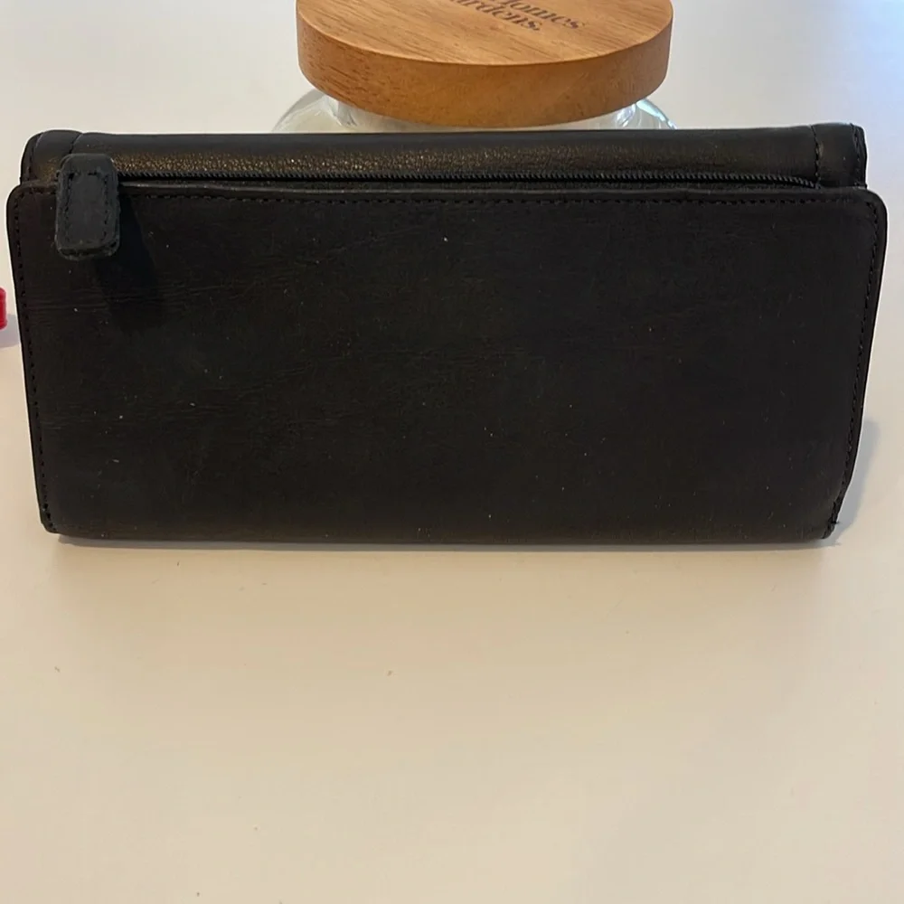 J.G. Hook Black Leather Tri-Fold Checkbook Wallet Never carried NEW w/o tags